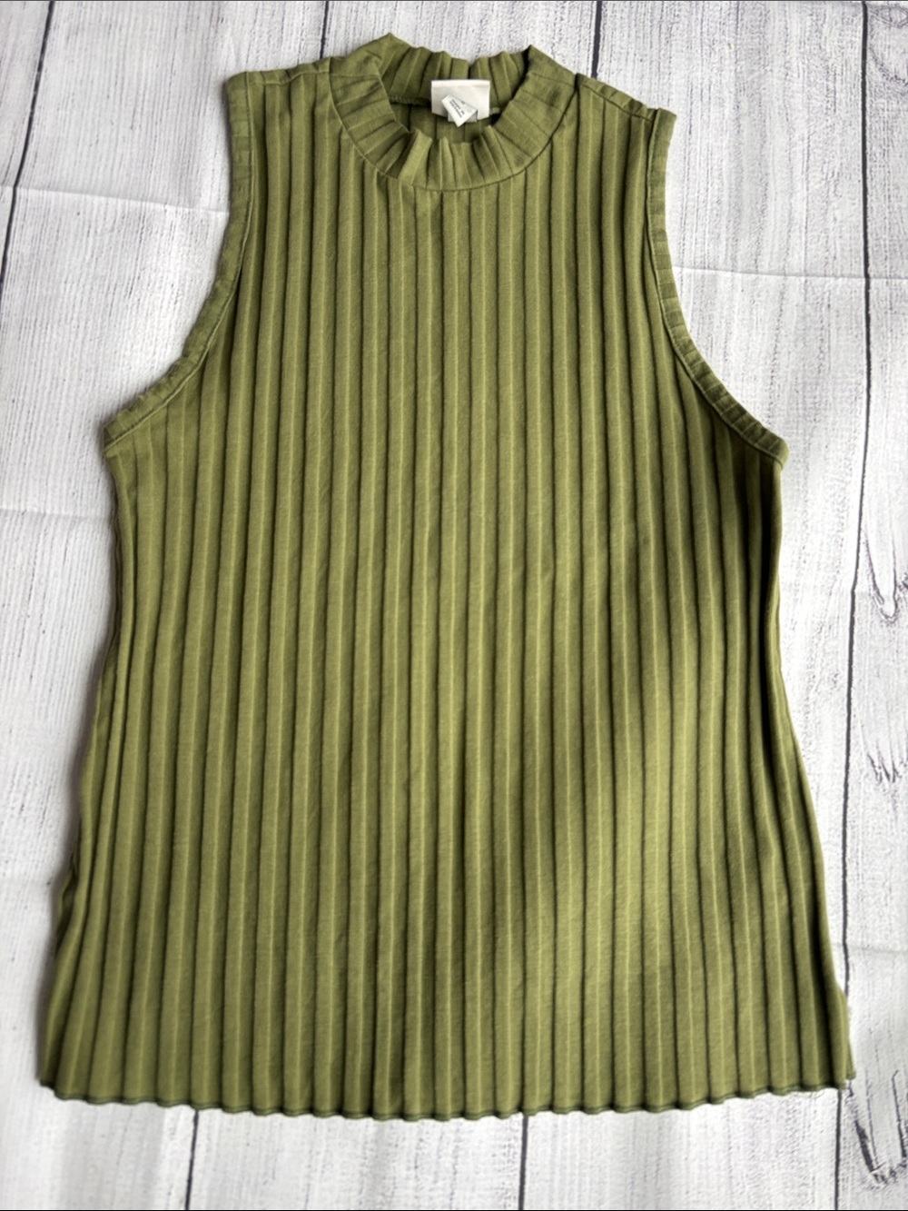 A New Day Olive Green Ribbed Tank Top Size S